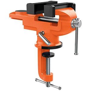 Nuovoware Kaakbreedte 70 mm, bankschroef met 360 graden draaibare basis, robuuste en roestvrije geharde kaak, tafelklem voor houtbewerking, metaalbewerking zagen - oranje