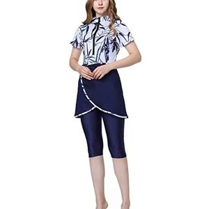 XUNGHO Moslim 3-delige badkleding met borstkussens Modest Islamic vrouwen korte mouwen patchwork badpak beachwear burkini, # 1., 3XL