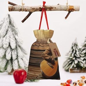 Kerst Trekkoord Zakken Westerse Muziek Gedrukt Kerst Wrapping Zakken Kerst Candy Gift Bag voor Xmas Holiday Party