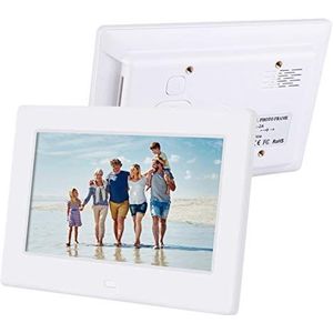 7 Inch 1024 * 600HD Digitale Foto Fotolijst, Digitale Fotolijst, Elektrisch Fotoalbum, Foto Wekker, voor Baby Albums Thuiskantoor Vakantie Cadeau(wit, Europese regelgeving)