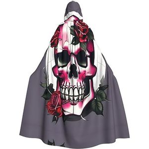 FRGMNT Rose Skull print Mannen Hooded Mantel, Volwassen Cosplay Mantel Kostuum, Cape Halloween Dress Up, Hooded Uniform