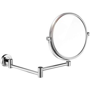 BJKYTMLM 3X Magnification Wandgemonteerde make-upspiegel, ronde vorm, tweezijdig, 360° draaibaar, verlengbaar, badkamer, vanity spiegel, verchroomde afwerking, cosmetische schoonheidsspiegel