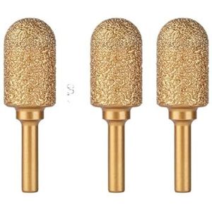 YJRKXG 3 stuks 6 mm diamant slijpkop, 60 mm lang, roterende vijl, ijzeren stalen braam, polijstbit for graveren, polijsten, steen, roterende gereedschappen