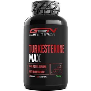 Turkesterone Max - 120 capsules - Extra hoge dosering met 1510 mg per dagelijkse portie - Met Bioenhancer - Zonder ongewenste toevoegingen - Veganistisch