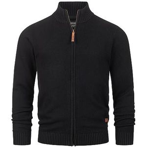 INDICODE JEANS - Lut - Gebreid Vest - Zwart - Katoen, Opstaande Kraag, Lange Mouw