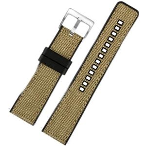 LUGEMA Nylon Canvas Rubber Horlogeband Heren Siliconen Bodem Waterdichte Vlindergesp Polsband Armband Accessoires 20mm 22mm 24mm (Color : Khaki 01, Size : 22mm)