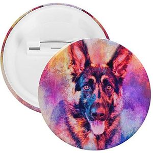 Duitse Herder Kleurrijke Hond Ronde Knop Broche Pin Leuke Blik Badge Gift Kleding Accessoires Voor Mannen Vrouwen