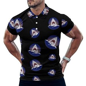 Grote Witte Haai Casual Poloshirts Voor Mannen Slim Fit Korte Mouw T-shirt Sneldrogende Golf Tops Tees XL