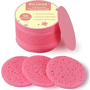 Komprimierte Gesichtsschwämme für die tägliche Reinigung und sanftes Peeling, 100 % natürlicher Zellulose-Spa-Schwamm, perfekt zum Entfernen abgestorbener Haut, Schmutz und Make-up, 50 Stück