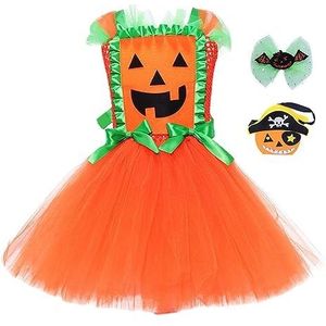 Halloween-pompoenjurk voor meisjes | 3-11 jaar Halloween-kostuum voor meisjes, schattige en feestelijke look, pompoenkostuum voor kinderen, Halloween-outfits voor feest, Calla-jurk