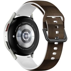 Sportieve zachte band compatibel met Samsung Galaxy Watch 6 / Classic, Galaxy Watch 5 / PRO, Galaxy Watch 4 Classic (realistisch donkerbruin hout rustiek) siliconen armband accessoire