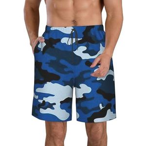 JIAWUJYNB Blauwe strandshorts voor heren, met camouflageprint, sneldrogende technologie, licht en casual, Wit, M