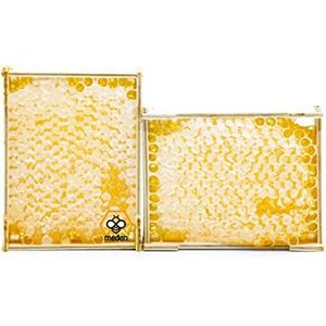 2 x 300 g honingraat van wilde bloemen in houten frame - pure rauwe natuurlijke honingkam - ongepasteuriseerd