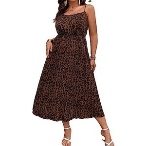 voor vrouwen jurk Plus cami-jurk met luipaardprint (Color : Multicolore, Size : 0XL)