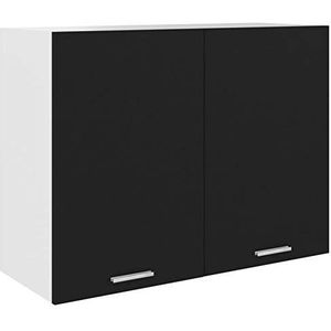 Rantry Mobili Hangkast, zwart, 80 x 31 x 60 cm, spaanplaat, verticale kast, ruimtebesparend, kast met vakken, staand rek voor woonkamer, werkkamer