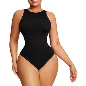 Bodysuit for Women Tummy Control Shapewear Racerback Top Fajas Reductoras Thong Sculpting Body Shaper (Color:Black,Size:3XL)