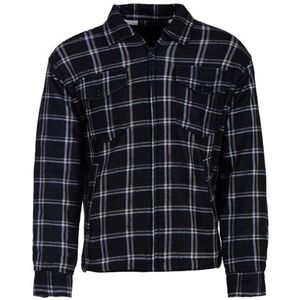 Henry Terre Houthakkersjas voor heren, overhemd, werkjas, flanellen jas, thermojas, geruit gevoerd, Donkerblauw, XXL