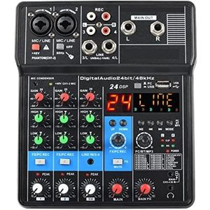 geluidsconsole, 4-kanaals geluidsmixer Bluetooth-functie 24 effecten USB-computeropname Live-uitzending mengpaneel Audiokwaliteit