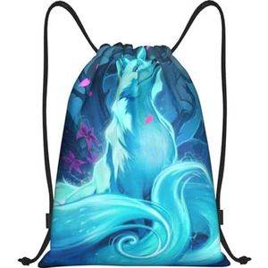 Iguatu Libelle lichtgewicht tas met trekkoord en trekkoord, spatwaterdicht, geschikt voor fitness, yoga, reizen, Blauwe vos, M