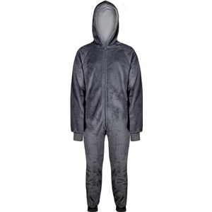 A2Z 4 Kids Meisjes Jongens Effen Fleece Hooded Onesie Zachte Pluizige Loungewear Gezellige Warme Comfortabele All In One Jumpsuit Geschenken voor Kinderen Leeftijd 5-14 Jaar, houtskool, 9-10 jaar