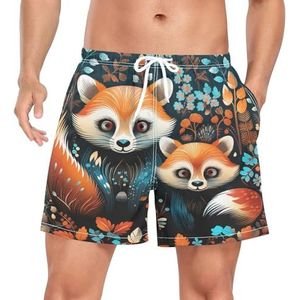 Leuke Baby Panda Animal Heren Zwembroek Board Shorts Sneldrogende Trunk met Zakken, Leuke mode, M