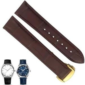 dayeer Leren horlogeband voor Omega De Ville Seamaster Constellation horlogeband (Color : Brown gold, Size : 22mm)