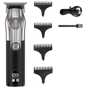 Tondeuse voor mannen, tondeuses professionele kappersmachines elektrische tondeuse precisie stalen mes haarsnijmachine (zilverzwart 601)