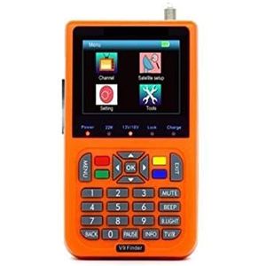 Satellietzoeker, digitale satellietsignaalzoeker, V9 Finder met H.265 Satellite Finder LCD digitale signaalmeter 3,5 inch versus V8 Finder 2 Pro voor het aanpassen van satelliet-tv-dis(White)