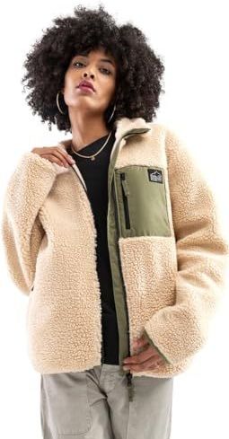 SIROKO - Sherpa Jas - Beige/Groen - Dames