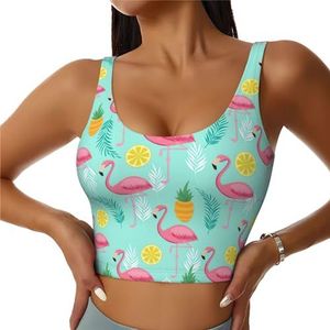 Roze Flamingo Print Casual Wear Vrouwen Sport Vest Yoga Vest Workout Vest Voor Vrouwen Lichtgewicht Trendy, Zwart, S