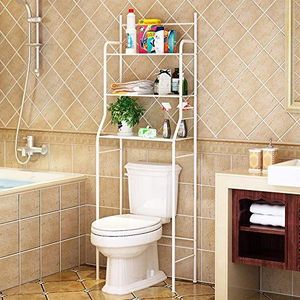 HUOLE Badkamerrek, opbergkast boven het toilet met 3 planken, wc-planken, opbergrek voor badkamer met 3 planken, 165 x 55 x 26 cm (wit)