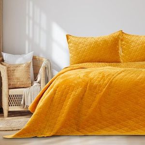 AmeliaHome Velvet sprei, polyester, Laila honinggeel, 260x280 cm