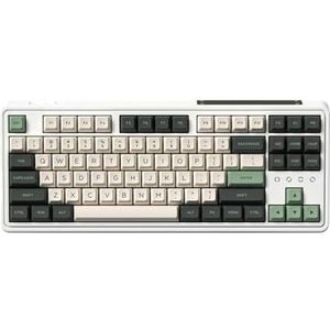 QPSJXN Mechanisch toetsenbord CMK87-SAM 87 toetsen drie modi draadloos Bluetooth bedraad Swap PBT keycaps meerdere apparaten (Marshmallow Box)