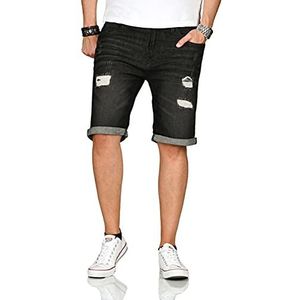 Indicode Heren zomer bermuda korte jeans shorts broek zomerbroek short B715, zwart, M