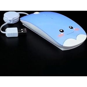 Intrekbare bedrade muis cartoon gaming muis stille computermuis 1600 DPI optische muis (blauw)