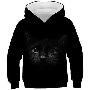 Kids Hoodie 3D Print,4-14 Jaar Kinderen Sweatershirt Winter Leuke Dier Kat Kleding Meisjes Warm Tops Trui Herfst Jas Voor Jongens Kid-160Cm