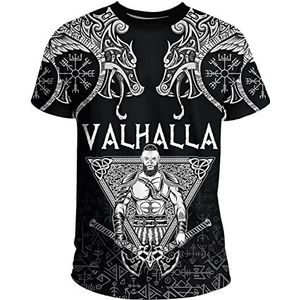 Mannen Viking Warrior Valhalla Doulbe Dragon Tattoos Hoodie, 3D Printed Street Sweatshirt, Crew Neck Shirts