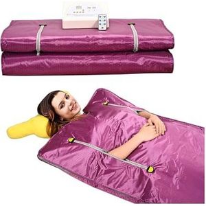 Ver-infrarood saunadeken Home SPA 2 Zone, gewichtsverlies gewogen saunadeken lichaamstherapie for fitness-detox Voor ontspanning(Purple with zipper)
