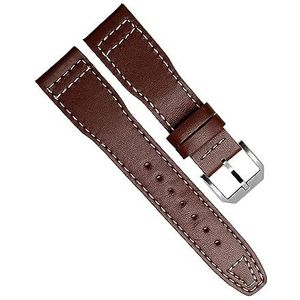 INSTR 20mm 21mm Kalf Lederen Horlogeband voor IWC Pilot Mark XVIII IW327004 IW377714 Horloge Band Bruin Zwart Mannen armband (Color : Brown White Silver, Size : 20mm)