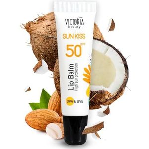 Victoria Beauty Lippenbalsem SPF 50, zonnebrandcrème voor lippen, lipbalsem met SPF 50, UVA en UVB, met hoge breedspectrumbescherming, watervaste formule, 10 ml