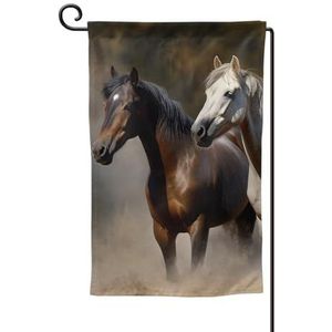 Paarden dieren vlag 30,5 x 45,7 cm dubbelzijdige tuinvlag buiten tuin vlaggen huis vlag grappige partij banner voor muur opknoping poster