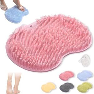Rufenpurify Siliconen douchevoetschrobbermat, Solespa handsfree siliconen voetschrobbermat, Shopellox voetschrobbers met antislip zuignappen en afvoergaten, gemakkelijk schoon te maken (1 stuk roze)