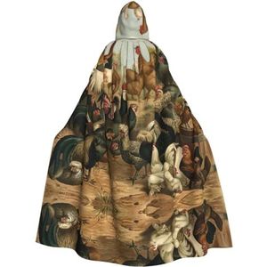 WURTON Halloween Kerstfeest Kip En Haan Print Print Volwassen Hooded Mantel Prachtige Unisex Cosplay Mantel