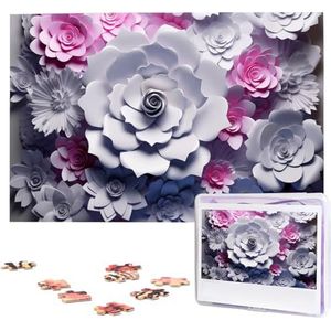 3D-bloemenpuzzels, 1000 stukjes, gepersonaliseerde legpuzzels, houten fotopuzzel, voor volwassenen, familie, foto, puzzelgeschenken voor bruiloft, verjaardag, Valentijnsdaggeschenken (74,9 x 50 cm)