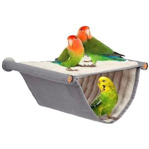 Huisdier papegaai hangmat vogel opknoping bed huis pluche winter warm kooi nest tent (kleur: grijs, maat: L)