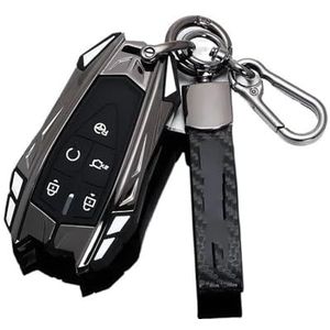 Sleutelbehuizing houder Autosleutel Cover Shell Sleutel Beschermhoes Accessoires Sleutelhanger Voor Changan CS35PLUS CS55PLUS CS75PLUS 2019 Zinklegering + Siliconen Sleutelbehuizing(C grey)