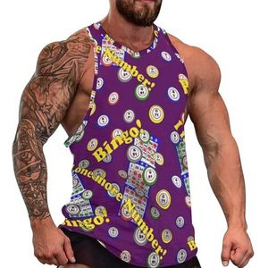 Bingo Dots Paars Heren Tank Top Grafische Mouwloze Bodybuilding Tees Casual Strand T-Shirt Grappige Gym Spier