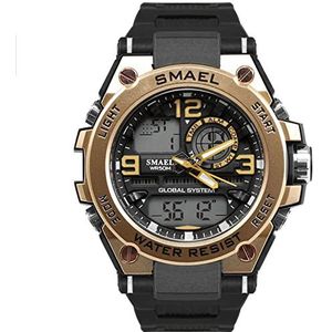 Militair horloge Waterdicht horloge voor heren Multifunctioneel elektronisch horloge met stopwatch Alarmtimer Display met twee tijdzones,Black rose gold