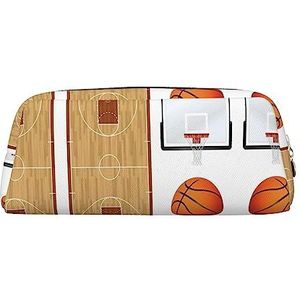 I Know The Plans Have You Declares Lord Print lederen etui etui, dat is gemaakt om lang mee te gaan, pennenetui met ritssluiting voor werk en kantoor, Basketbal Hof Backboard, Eén maat, Munten Pouch