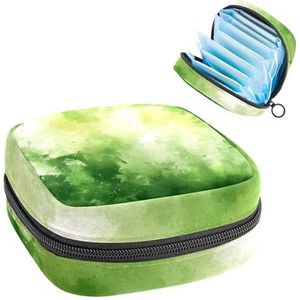 Aquarel Groene Abstracte Achtergrond Maandverband Opbergtas, Grote Menstruatie Cup Pouch met Rits, Menstruatie Pads Bag Store Panty Liners Tampons voor Meisjes Vrouwen